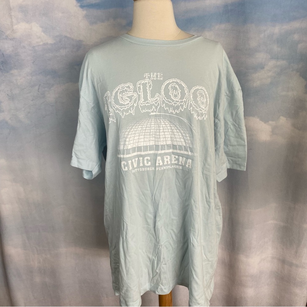 The Igloo Civic Arena Pittsburgh Penguins Graphic Tee - Light Blue Size XL